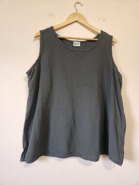 Oh My Gauze! 100% Cotton Gauze Sleeveless Tunic Tank Top Grey Size 3/XL EUC